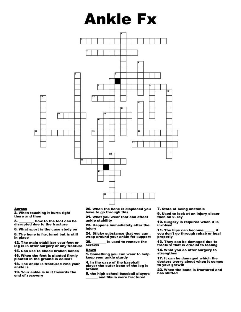 Ankle Fx Crossword
