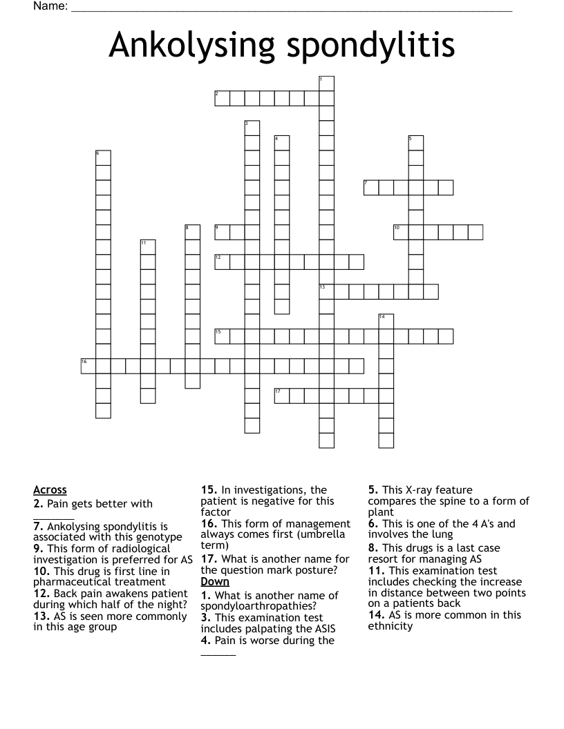 Ankolysing spondylitis Crossword