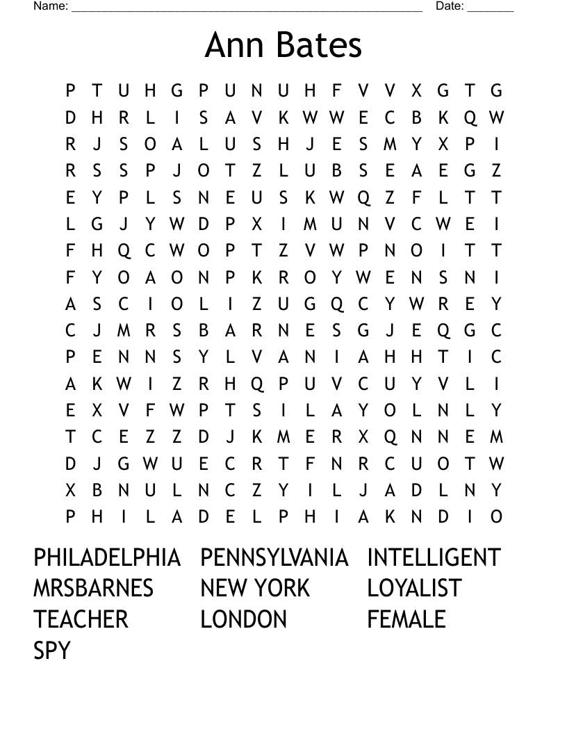 Ann Bates Word Search