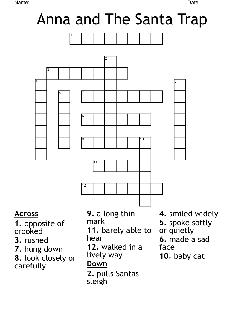 Anna and The Santa Trap Crossword
