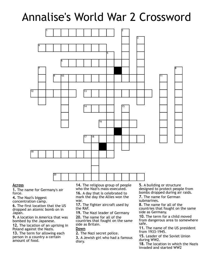 Annalise's World War 2 Crossword