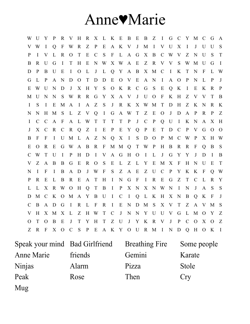 Anne♥️Marie Word Search