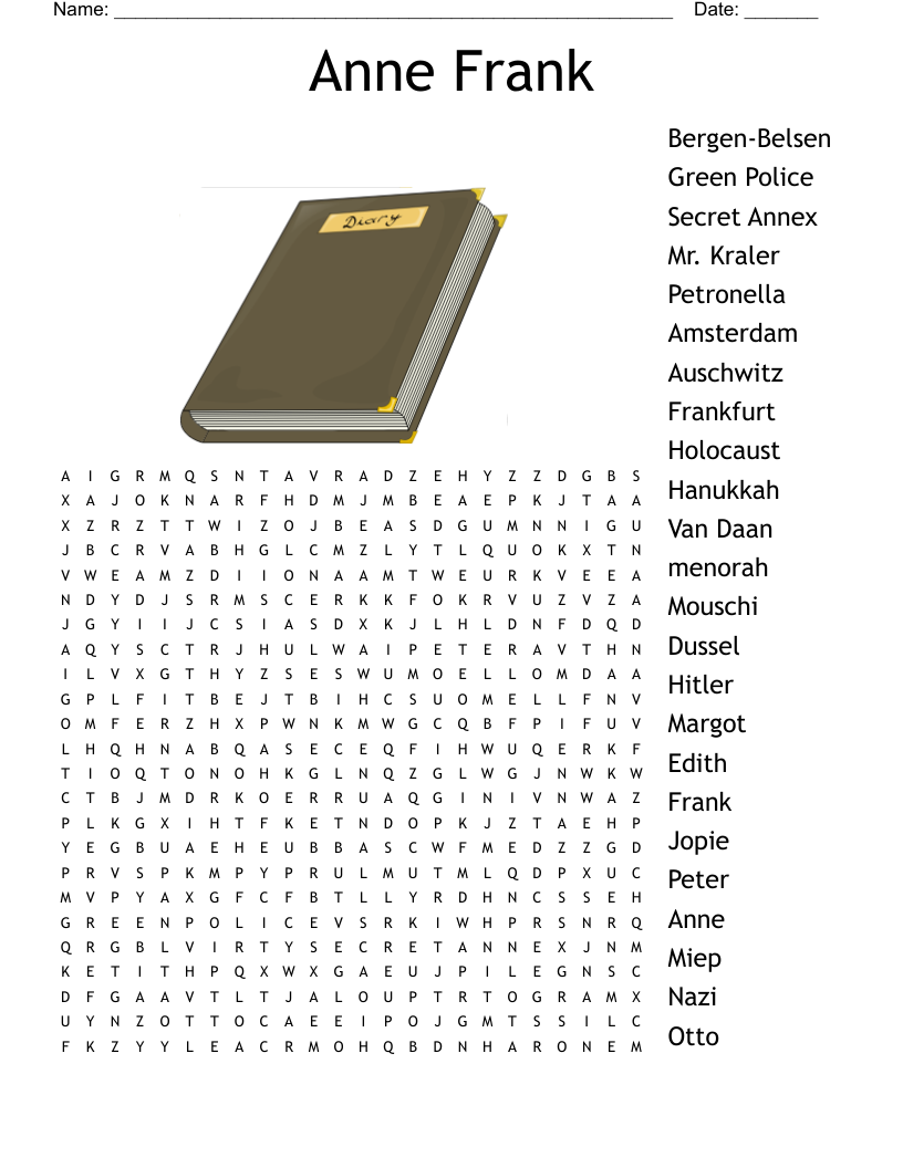 Anne Frank Word Search