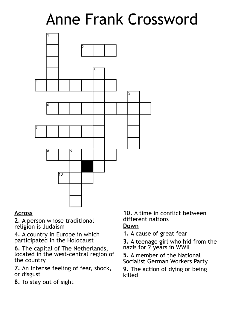 Anne Frank Crossword