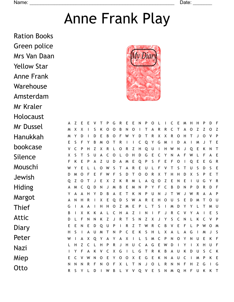 Anne Frank Play Word Search