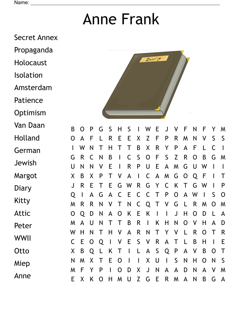 Anne Frank  Word Search