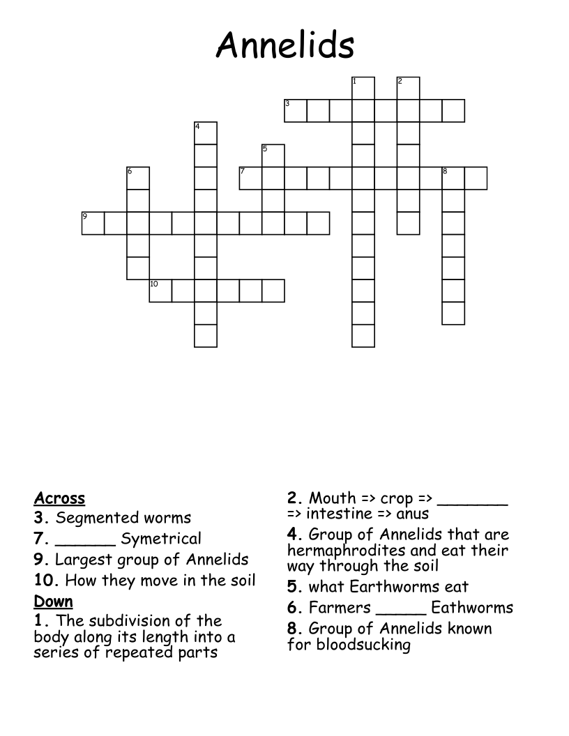 Annelids Crossword