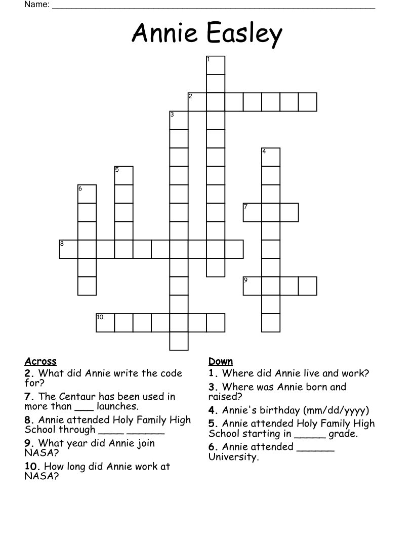 Annie Easley Crossword