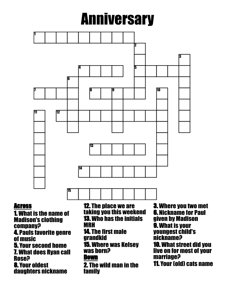 Anniversary Crossword