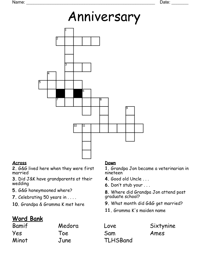Anniversary Crossword