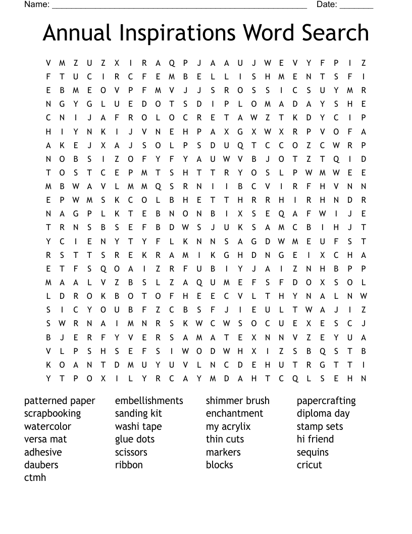 Annual Inspirations Word Search