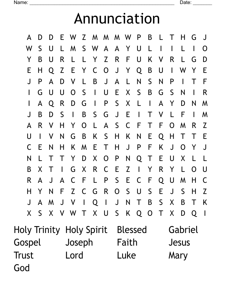 Annunciation Word Search
