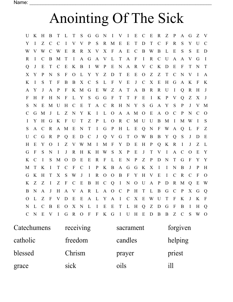 Anointing Of The Sick  Word Search