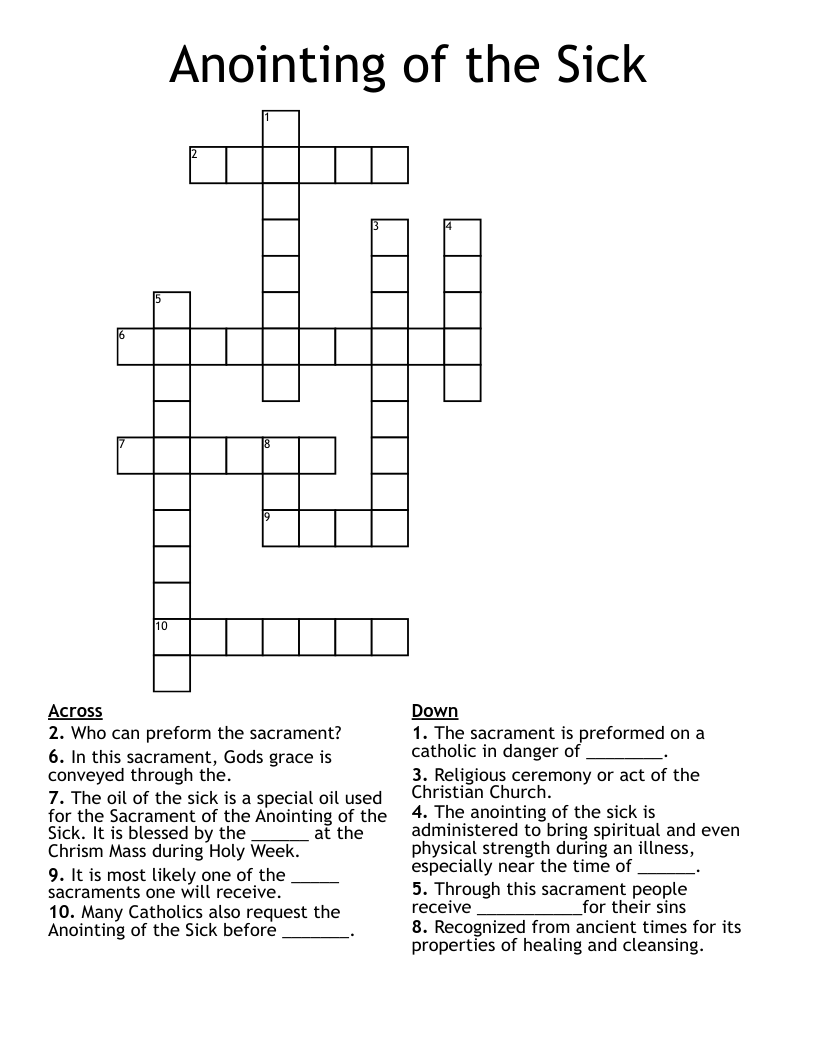 Anointing of the Sick Crossword