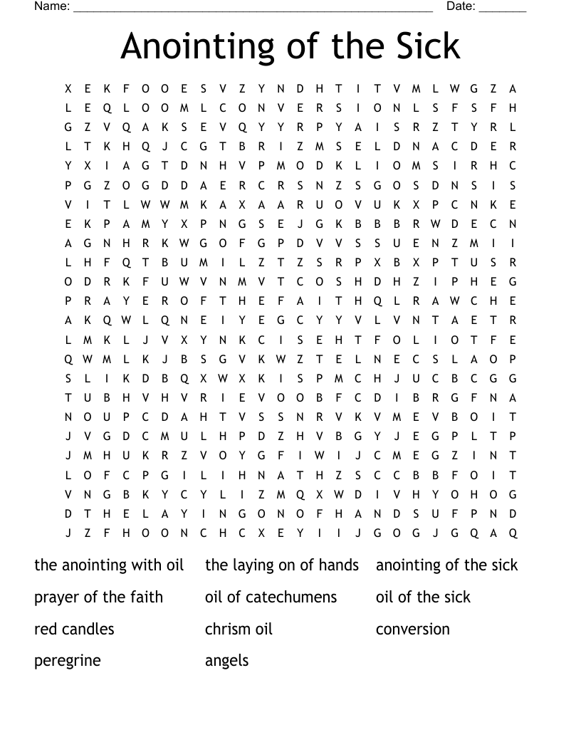 Anointing of the Sick Word Search