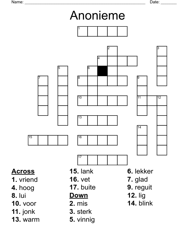 Anonieme Crossword