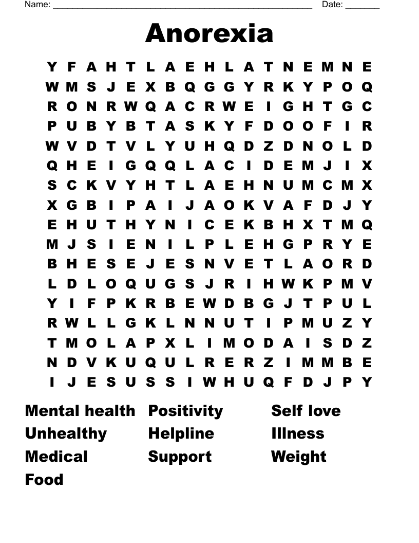 Anorexia  Word Search