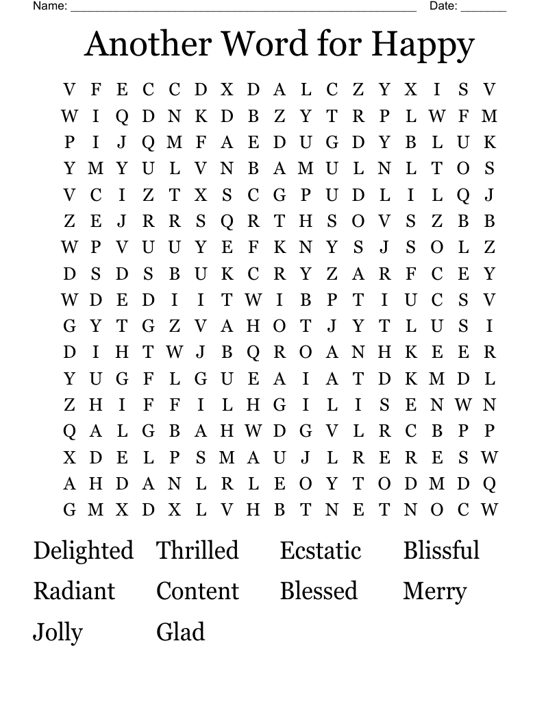 Another Word for Happy Word Search