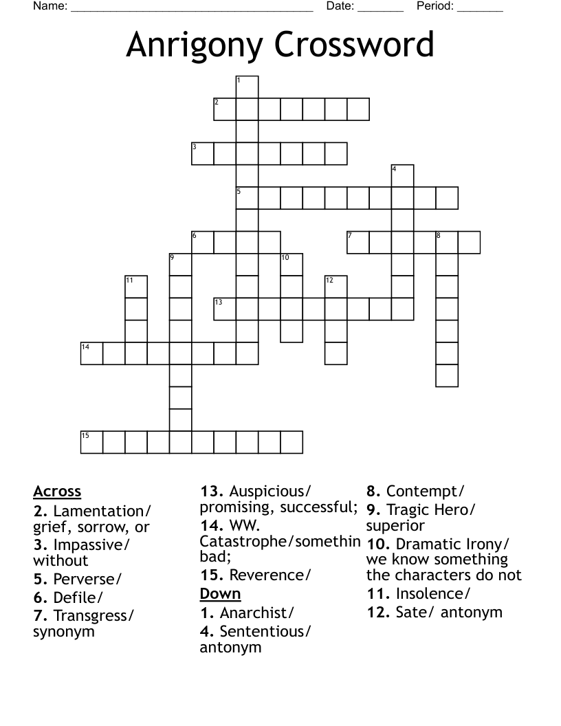 Anrigony Crossword