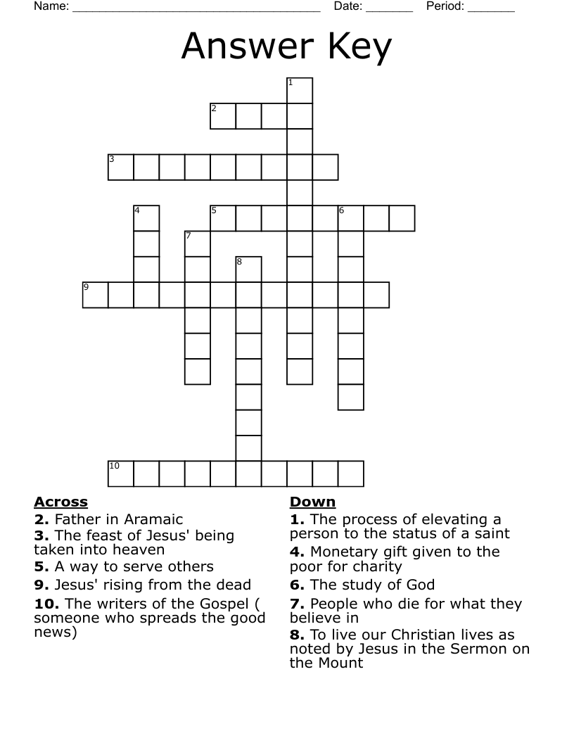 Answer Key Crossword