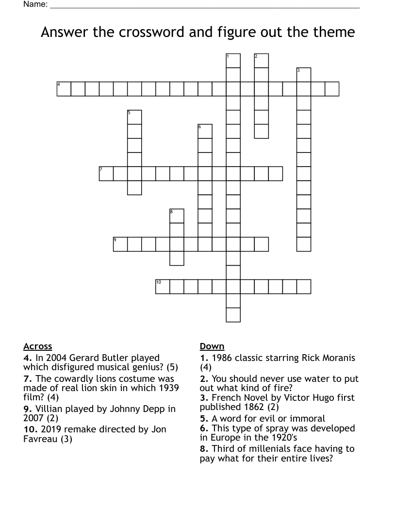 Answer the crossword and figure out the theme