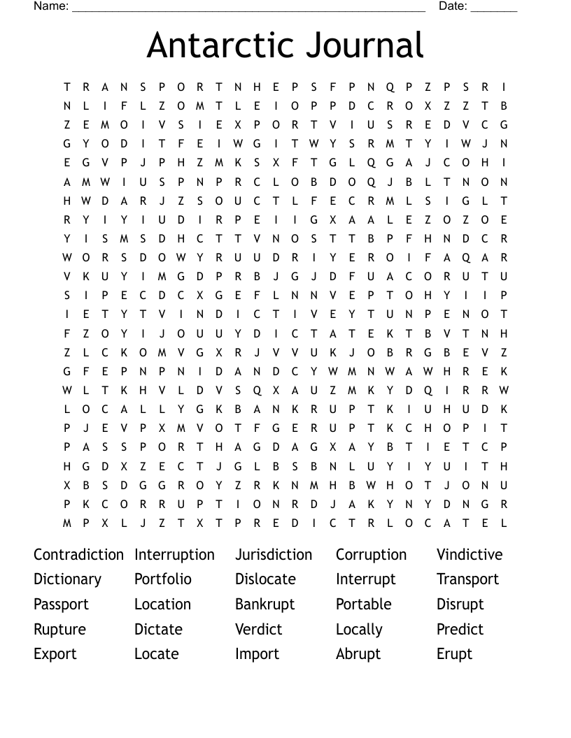 Antarctic  Journal Word Search
