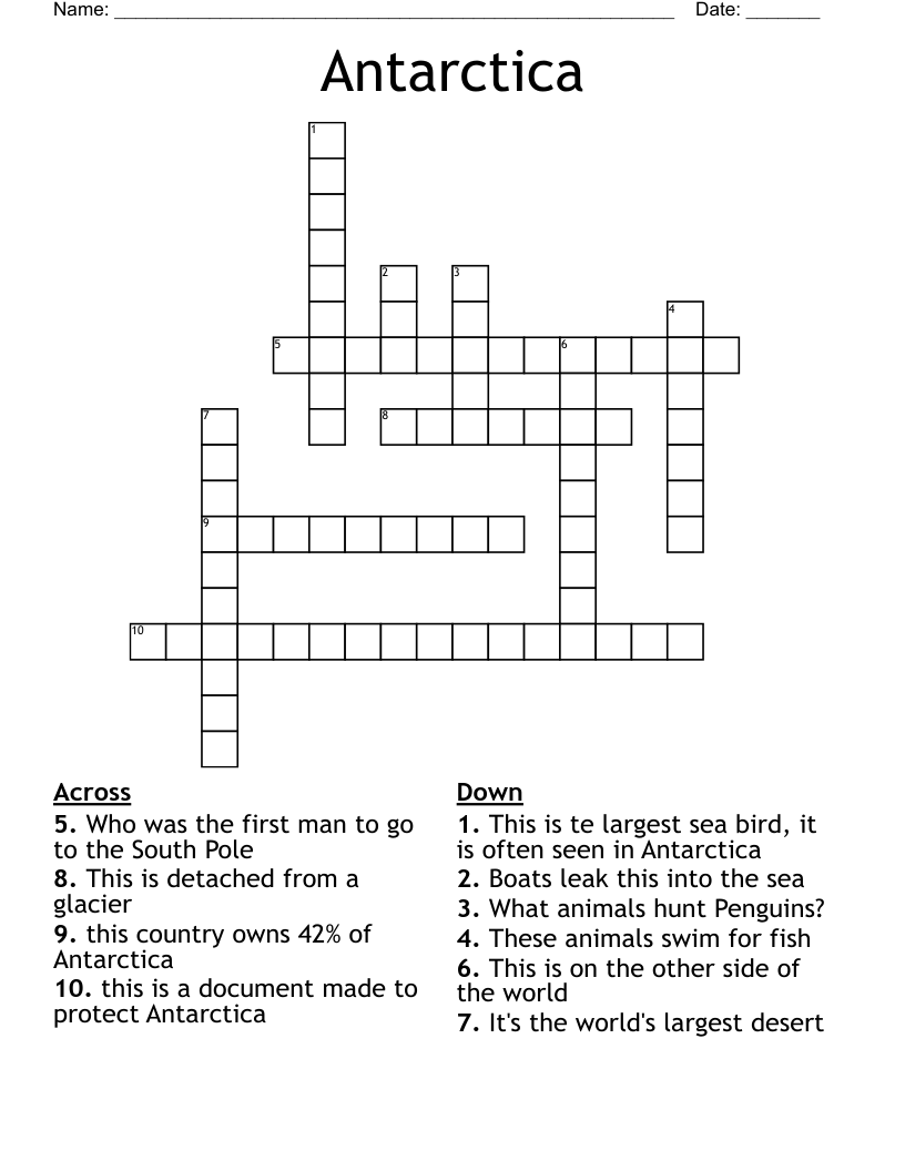Antarctica Crossword