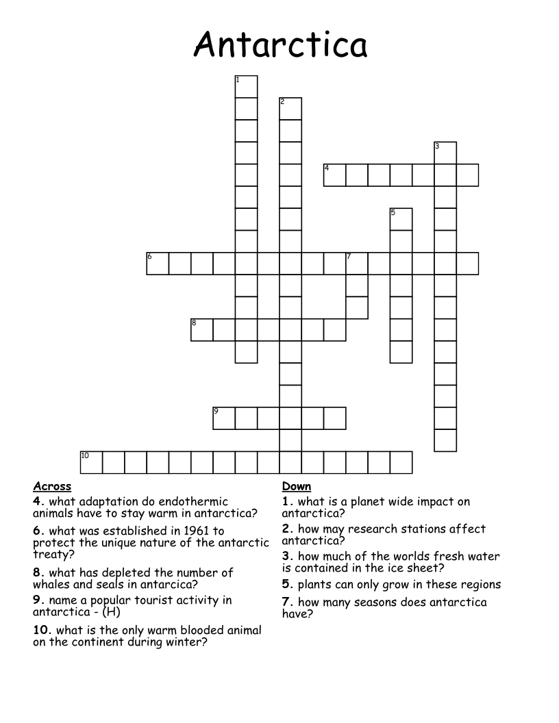 Antarctica Crossword
