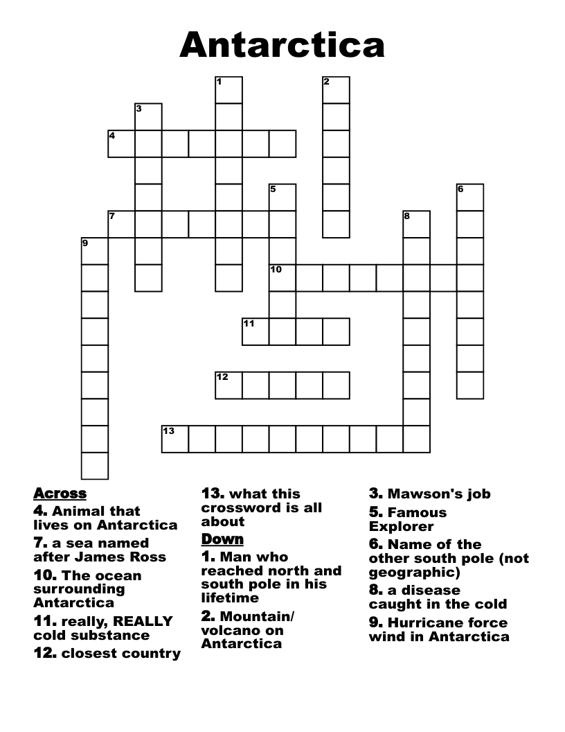 Antarctica Crossword