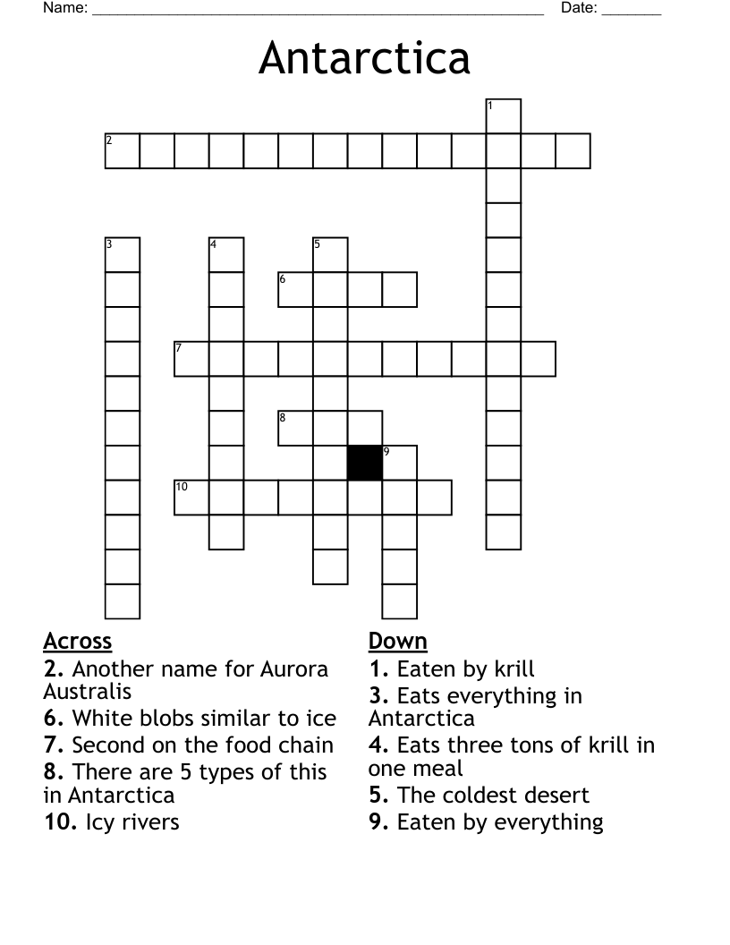 Antarctica Crossword