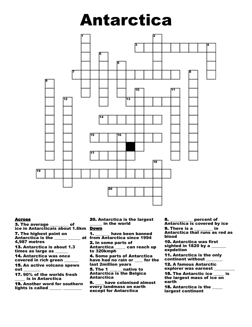 Antarctica Crossword