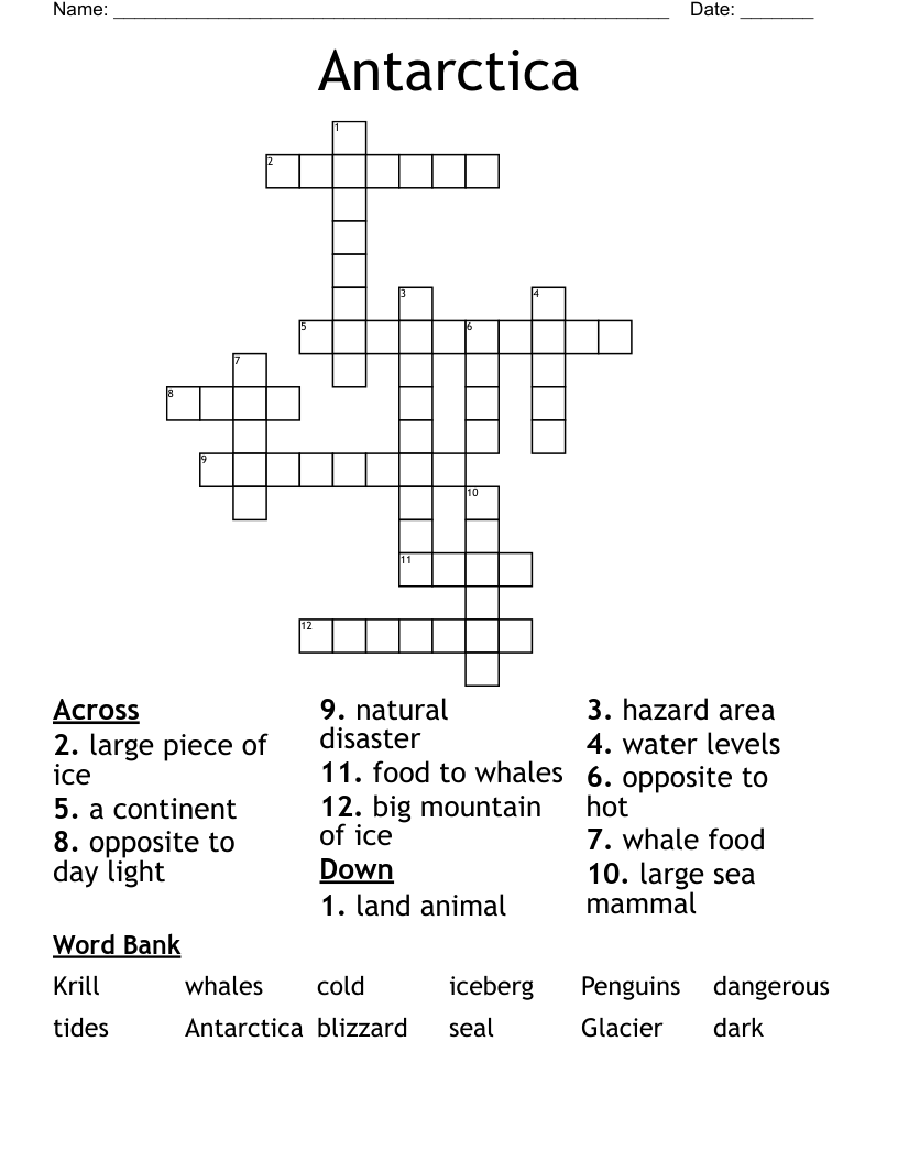 Antarctica Crossword