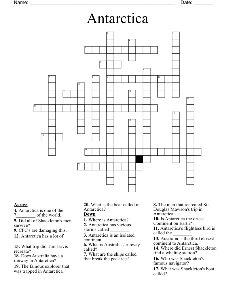 Antarctica Crossword