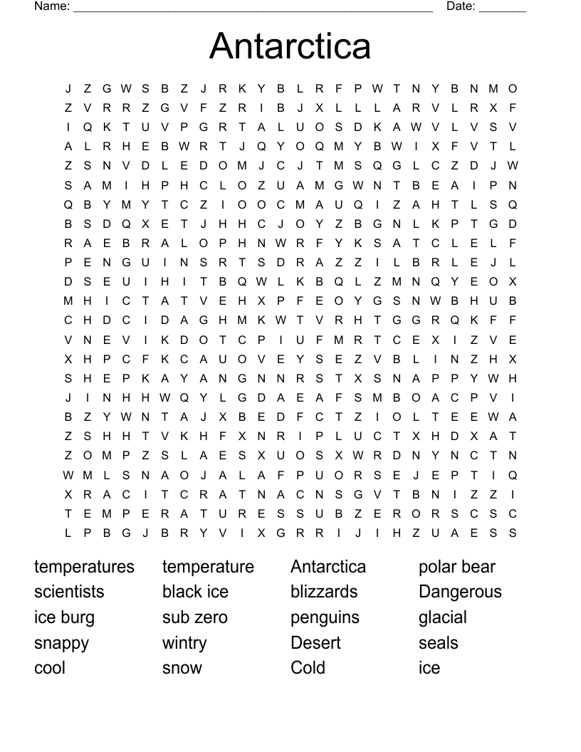 Antarctica Word Search