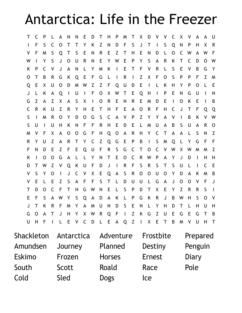 Antarctica: Life in the Freezer Word Search