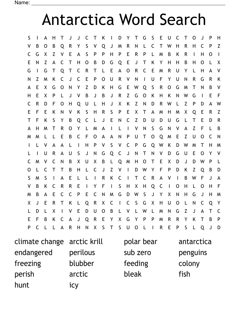 Antarctica Word Search