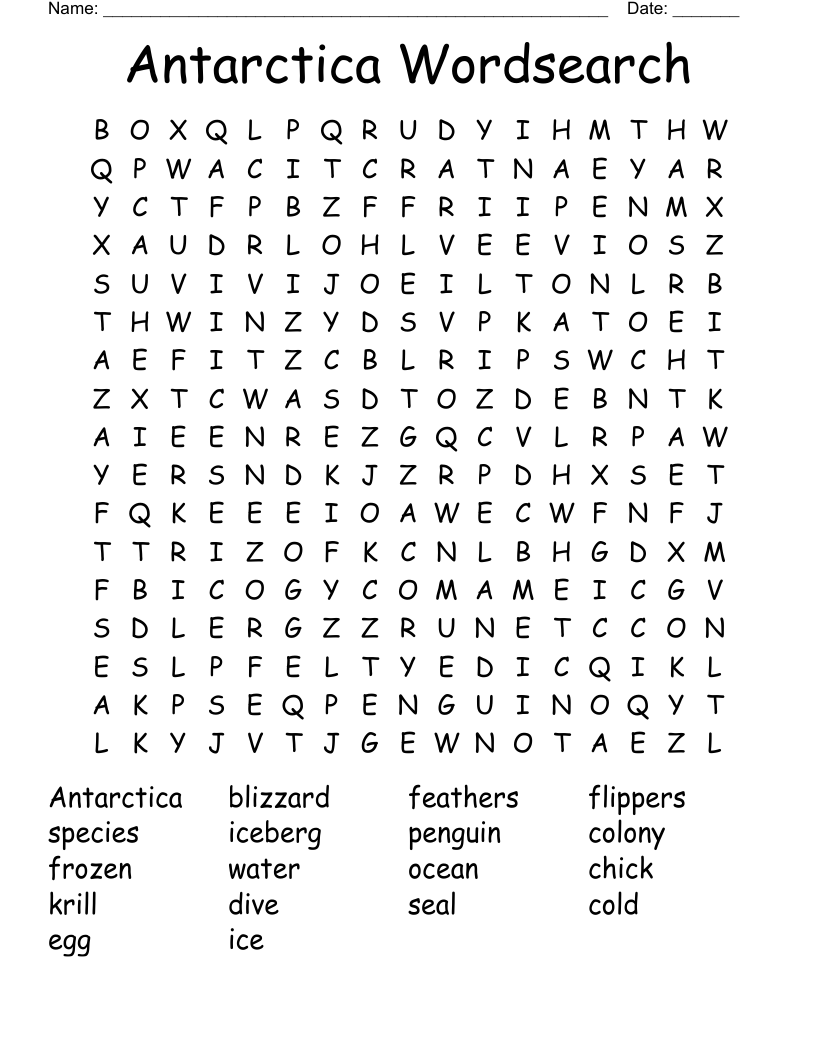 Antarctica Wordsearch