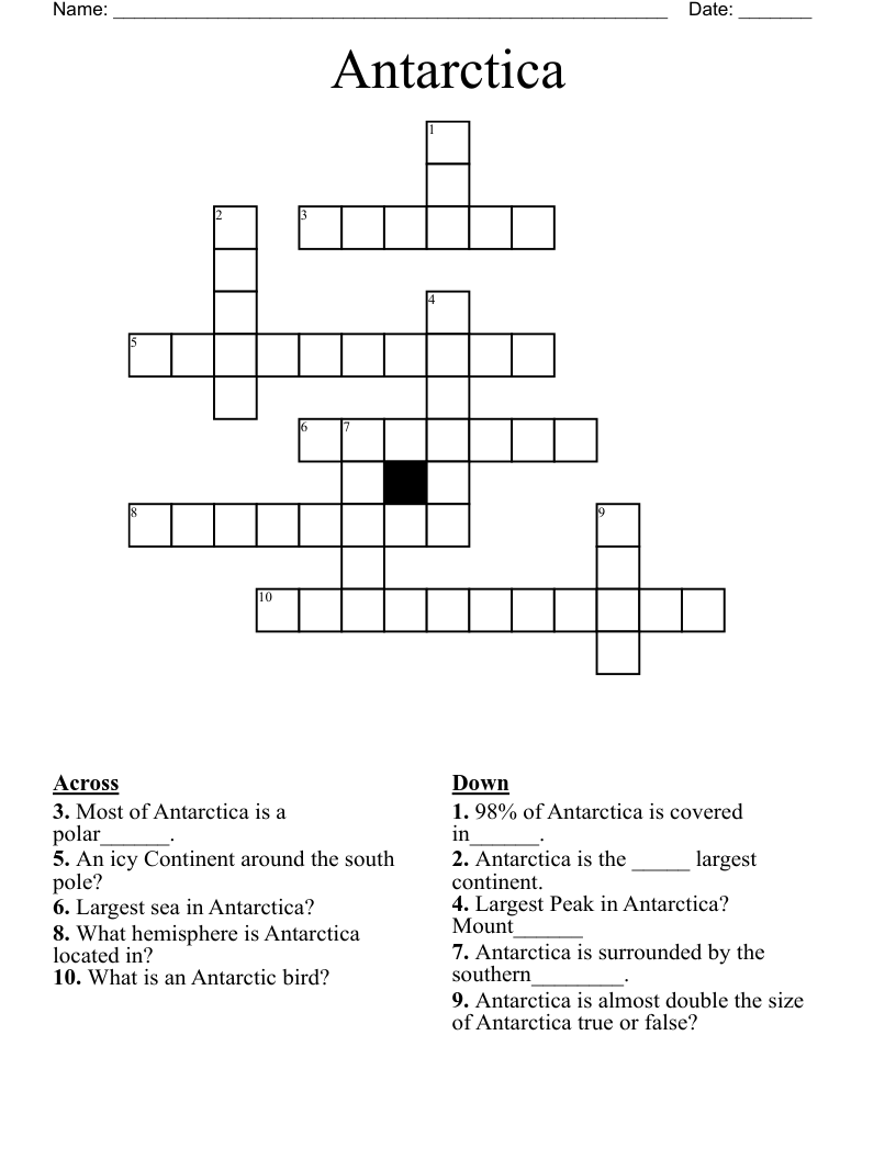 Antarctica  Crossword