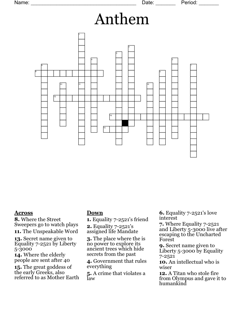 Anthem Crossword
