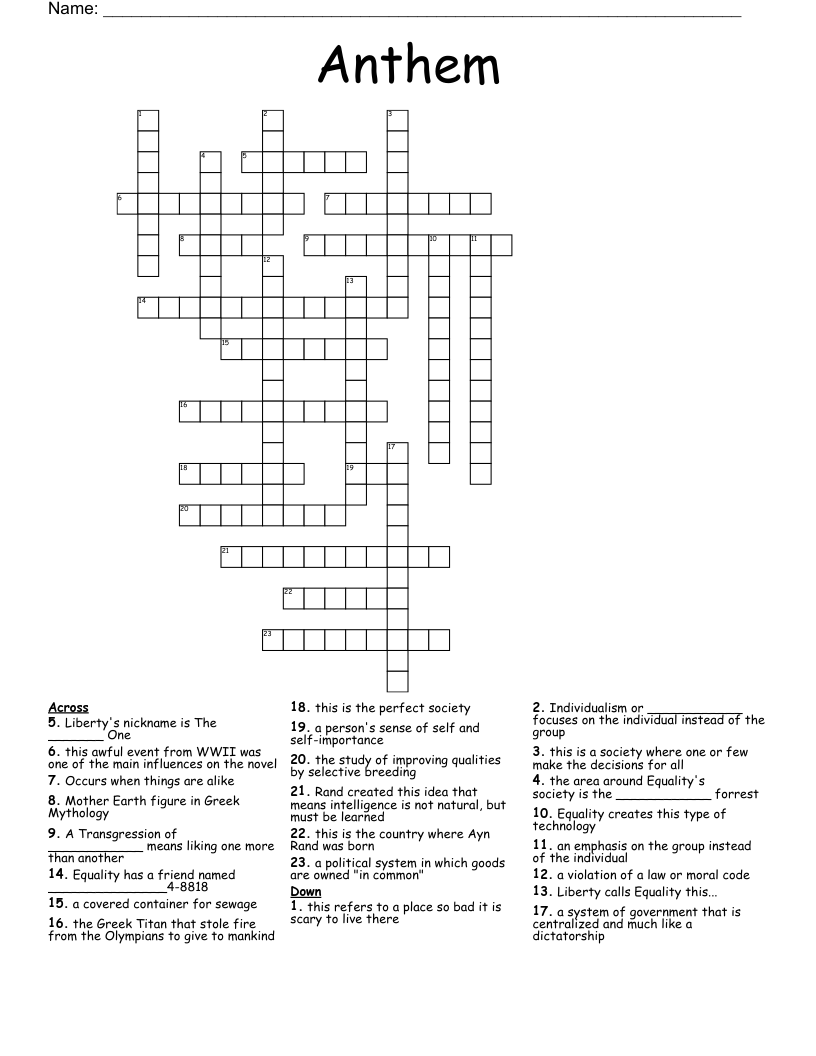 Anthem Crossword
