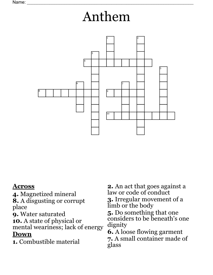 Anthem Crossword