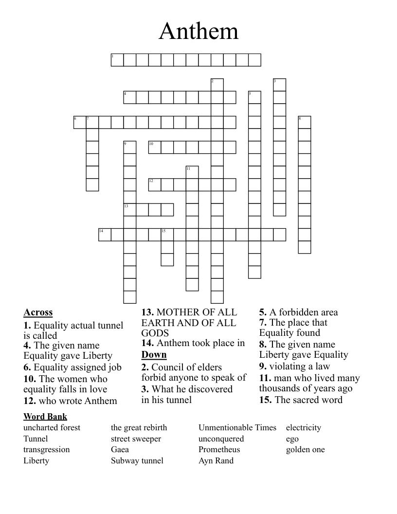 Anthem Crossword