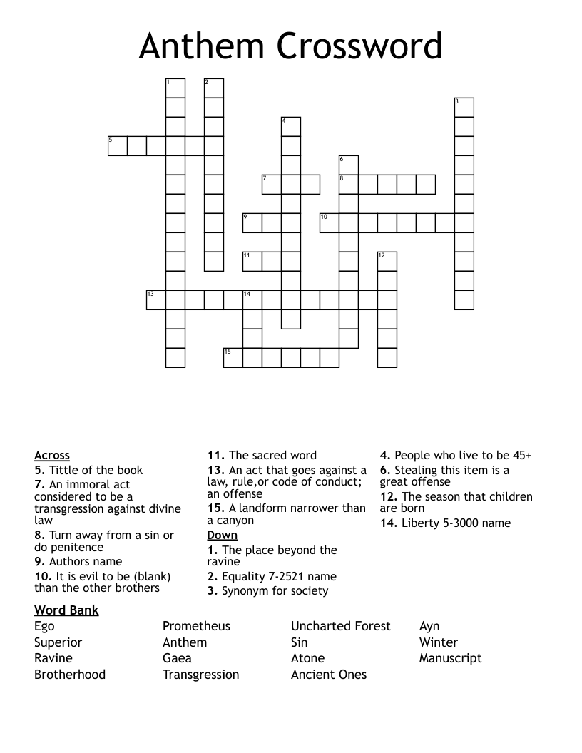 Anthem Crossword 