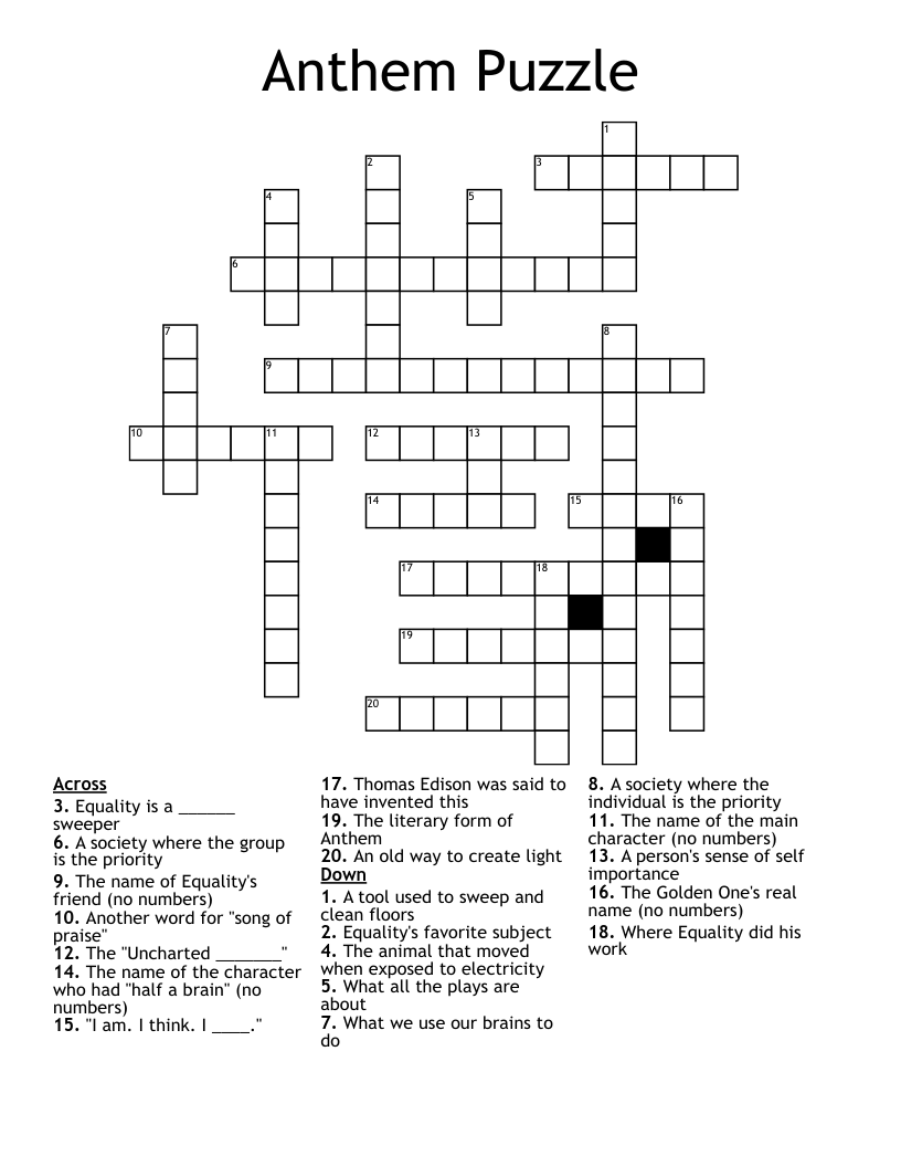 Anthem Puzzle Crossword