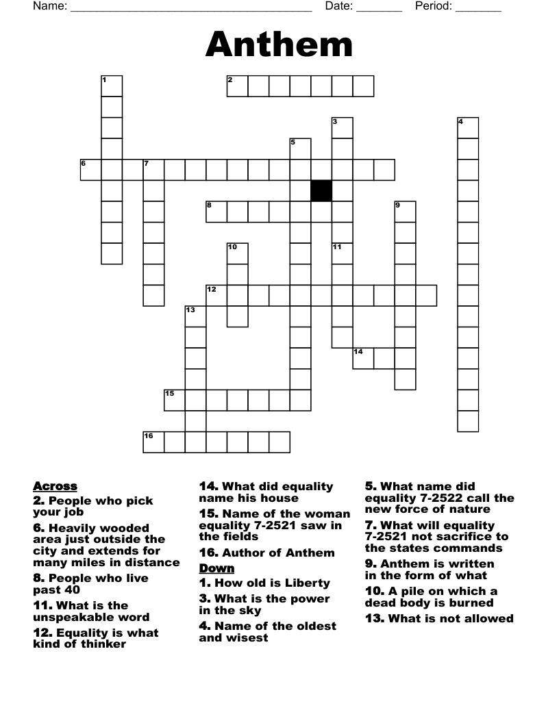 Anthem  Crossword
