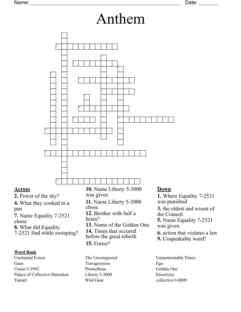 Anthem  Crossword