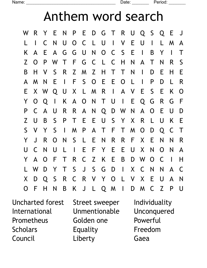 Anthem word search 