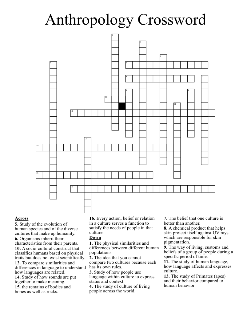 Anthropology Crossword