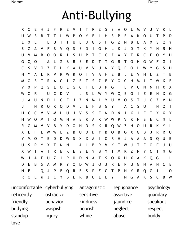 Anti-Bullying Word Search