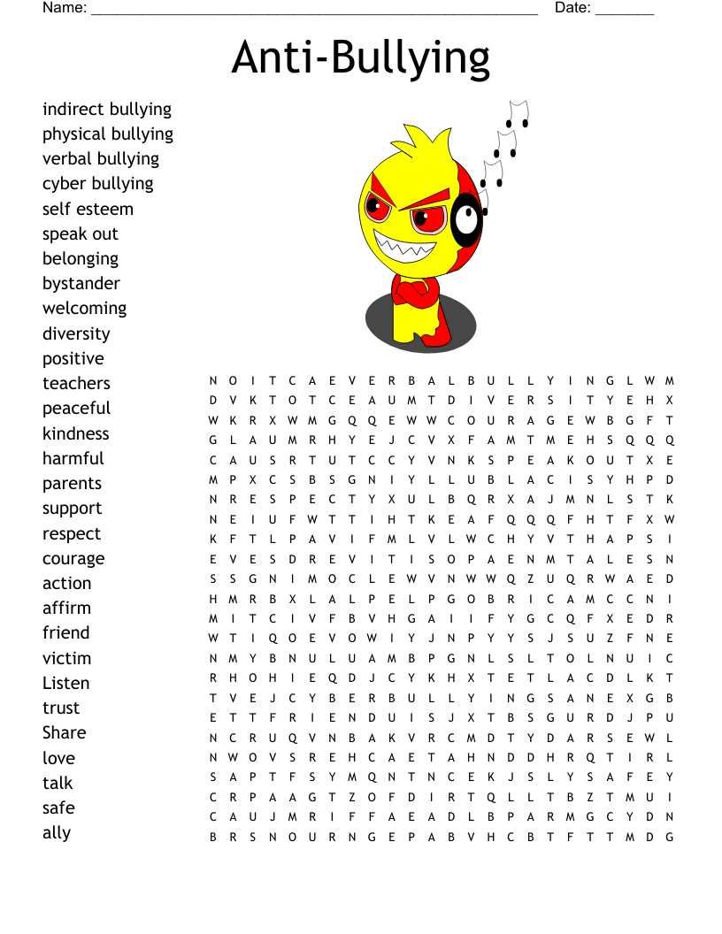 Anti-Bullying Word Search